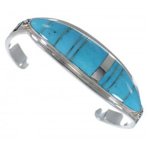 Water Wave Sterling Silver Turquoise Jewelry Bracelet VX37586