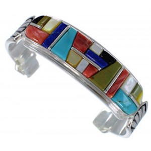 Southwest Sterling Silver Multicolor Jewelry Bracelet VX37620