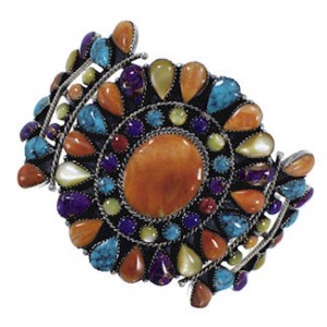 Southwest Multicolor And Sterling Silver Cuff Bracelet IS60972