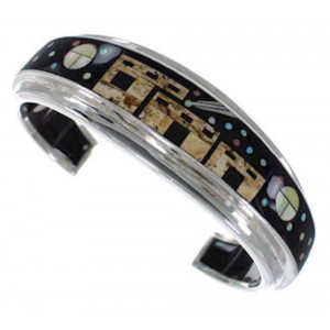 Silver Native American or Pueblo Design Multicolor Bracelet IS63250