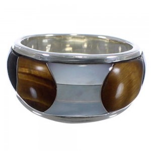 Tiger Eye Jewelry Multicolor Silver Whiterock Ring Size 6-3/4 RS34676