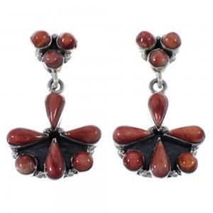  Southwestern Red Oyster Genuine Sterling Silver Earrings BW62570