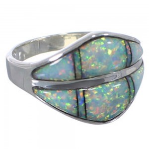 Southwestern Sterling Silver Opal Inlay Ring Size 7-3/4 MX23527
