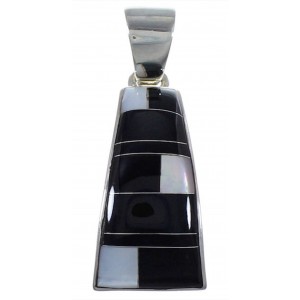 Sterling Silver Mother Of Pearl Black Jade Jewelry Pendant RS42803