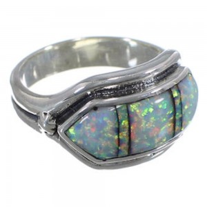 Southwest Sterling Silver Opal Inlay Ring Size 8-1/2 BW72453 