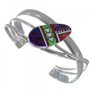 Turquoise And Multicolor Genuine Sterling Silver Cuff Bracelet AS29283