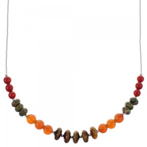 Multicolor Bead Liquid Silver Necklace PX40926