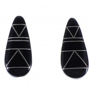 Genuine Sterling Silver And Jet Inlay Earrings EX44702