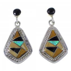 Multicolor Inlay And Sterling Silver Earrings EX41215
