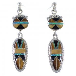 Multicolor Inlay Southwestern Earrings EX41218