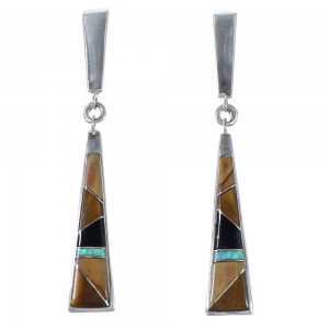 Tiger Eye And Multicolor Inlay Earrings EX41221