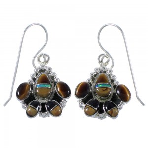 Tiger Eye And Multicolor Silver Earrings EX41227