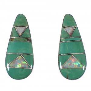 Turquoise And Opal Inlay Silver Earrings EX44832