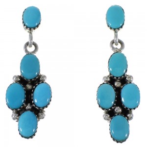 Silver Turquoise Post Dangle Earrings AX48692