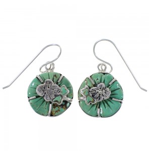 Turquoise Silver Southwestern Dragonfly Flower Earrings CX46506