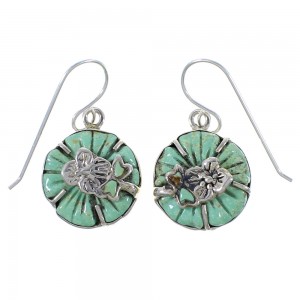 Southwest Dragonfly Flower Turquoise Sterling Silver Earrings CX46509