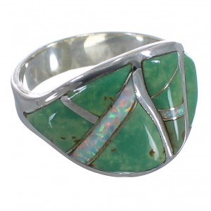 Sterling Silver Opal And Turquoise Inlay Ring Size 8 EX44714
