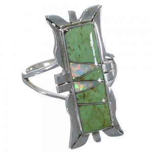 Opal And Turquoise Sterling Silver Ring Size 6-1/4 AX53667