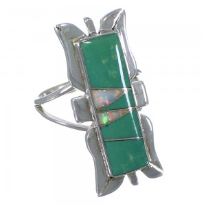 Opal And Turquoise Silver Southwestern Ring Size 5-1/4 AX53674