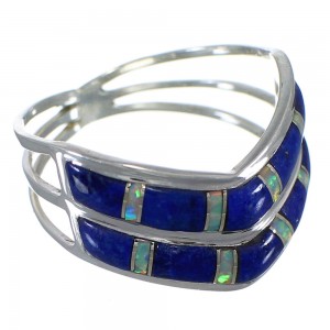Lapis And Opal Inlay Sterling Silver Ring Size 5-1/4 AX53999