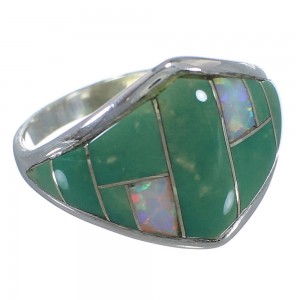 Turquoise And Opal Sterling Silver Ring Size 7-1/2 AX52296