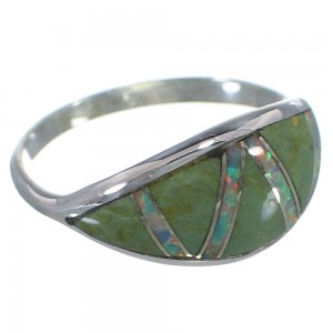 Silver Turquoise And Opal Inlay Ring Size 8-1/4 AX51973