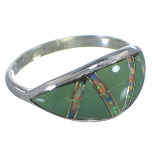 Turquoise And Opal Southwestern Silver Ring Size 4-3/4 AX52049