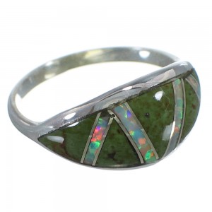 Silver Turquoise And Opal Southwestern Ring Size 7-3/4 AX52067