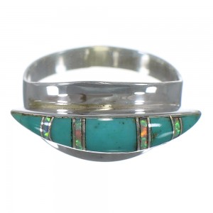 Silver Southwestern Turquoise Opal Ring Size 8-3/4 QX86377
