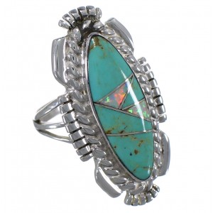 Opal Southwest Silver Turquoise Ring Size 7-3/4 TX45752