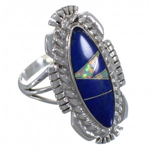 Lapis Opal Southwestern Sterling Silver Ring Size 6-3/4 TX45791