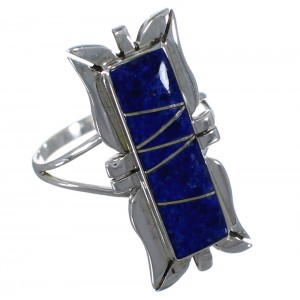 Lapis Inlay And Sterling Silver Ring Size 5-1/4 EX44292
