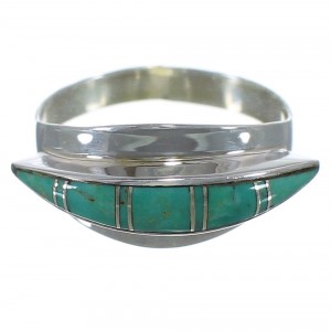 Genuine Sterling Silver And Turquoise Ring Size 7-1/4 EX44922