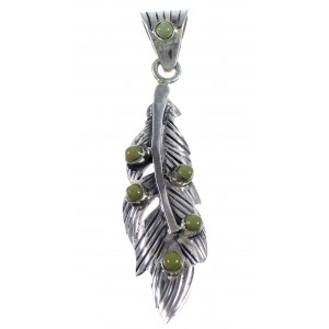 Turquoise Jewelry Silver Feather Pendant PX42949