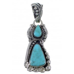 Turquoise Flower Jewelry Sterling Silver Southwest Pendant CX46676