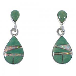 Turquoise And Opal Inlay Silver Earrings CX45469
