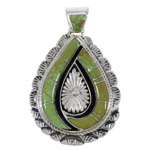 Southwestern Turquoise Inlay Silver Pendant Jewelry AX48971