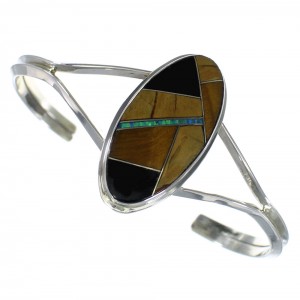 Multicolor Inlay Sterling Silver Cuff Bracelet EX45163