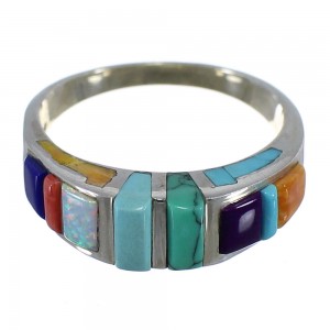Sterling Silver Jewelry Turquoise Multicolor Ring Size 5-3/4 HS34147 
