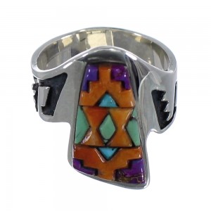 Multicolor Turquoise Genuine Sterling Silver Ring Size 7-1/4 AS37107