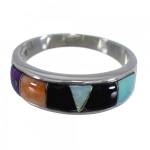 Multicolor Turquoise Jewelry Sterling Silver Ring Size 8-1/2 RS37391 