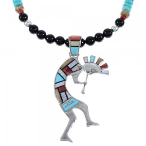 Multicolor And Silver Kokopelli Bead Necklace Set EX47088