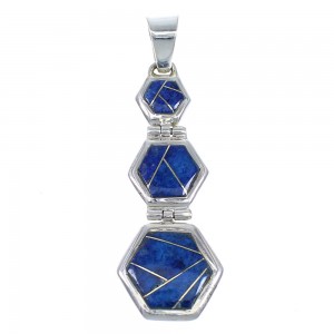 Genuine Sterling Silver Southwest Lapis Pendant Jewelry CX47228