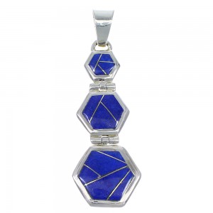 Southwest Genuine Sterling Silver Lapis Pendant Jewelry CX47229