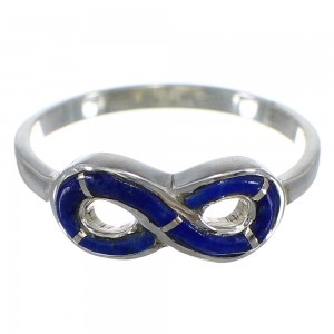 Lapis Sterling Silver Southwest Infinity Inlay Ring Size 5-3/4 CX47546