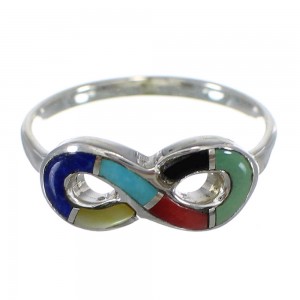 Southwest Infinity Sterling Silver Multicolor Ring Size 5-1/4 CX47562