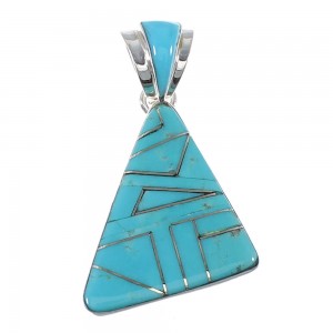 Genuine Sterling Silver Turquoise Inlay Pendant  AX47971