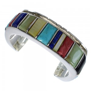 Southwest Multicolor Authentic Sterling Silver Cuff Bracelet CX48966