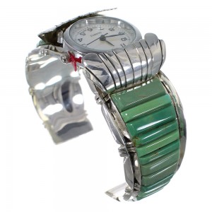 Southwest Turquoise Inlay Genuine Sterling Silver Cuff Watch CX48848