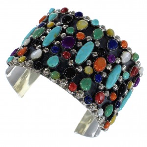 Multicolor Sterling Silver Southwestern Cuff Bracelet CX49047